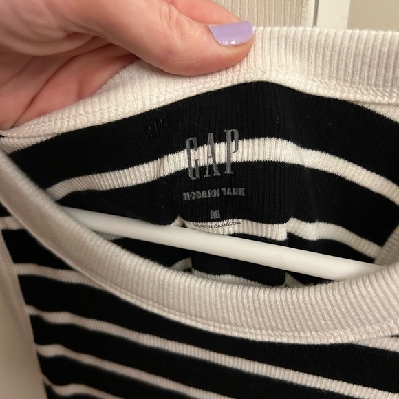 Black and White Striped Tank Top - Picture 2 of 2